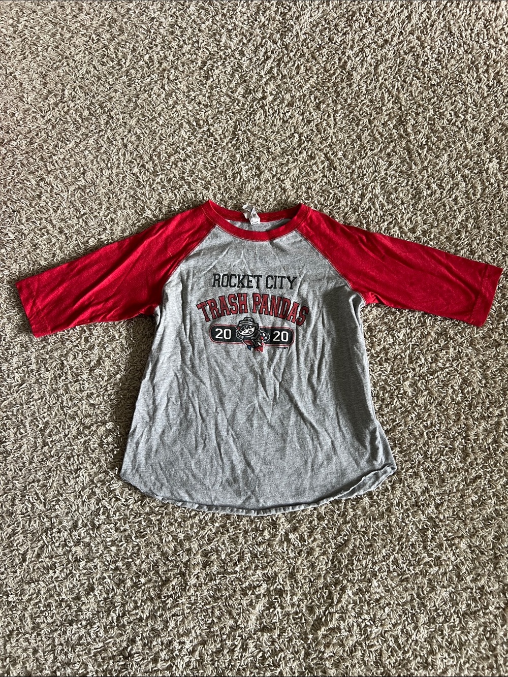 Kids Grey & Red Rocket City Trash Pandas Raglan Tee